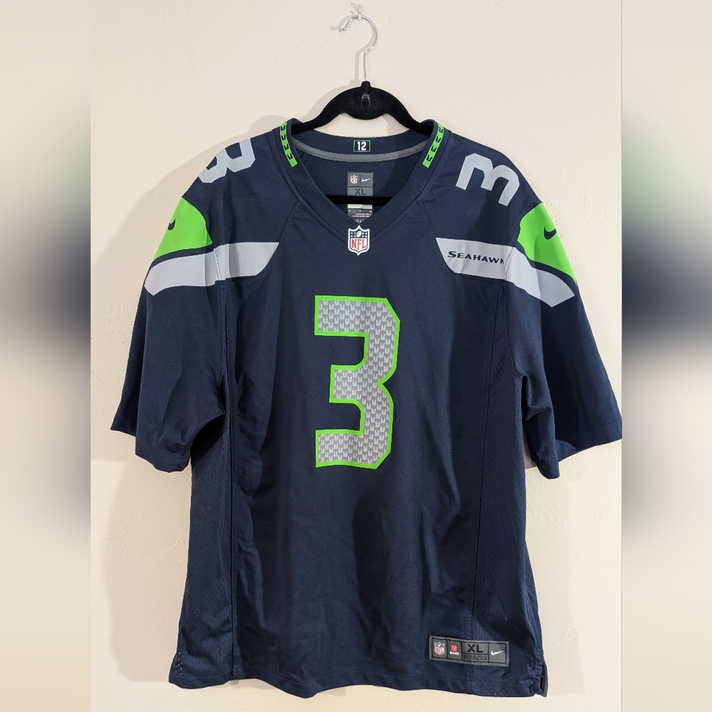 Nike Russell Wilson 3 On Field Seattle Seahawks Jersey Size XL NFL Navy Blue